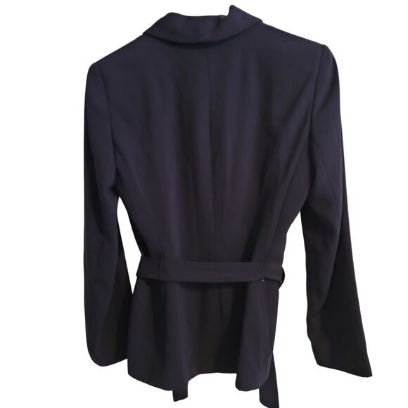 NWT HILLARD & HANSON Womens Black Belted Blazer 4 Single Button Removable Sash - Picture 4 of 14